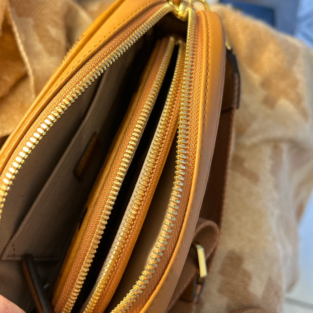 MCM Triple Pouch Signature Visetos Crossbody in Cognac - Picture 3 of 16